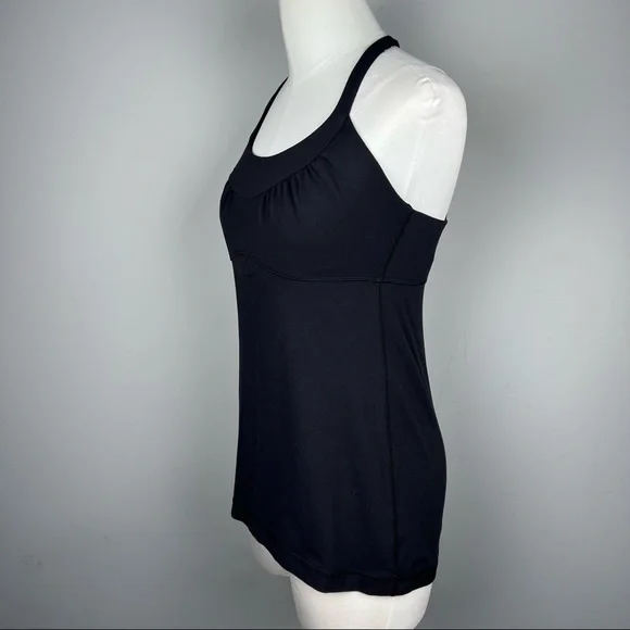 EUC - Lululemon Black Tank w/ Built-in Bra & Back Detail, Size 8 - Picture 10 of 13
